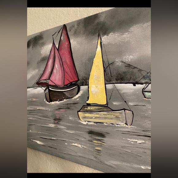 Original Abstract Sailboat Painting - Picture 5 of 5